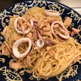 冷やしても美味しい♪イカとツナの和風パスタ^_^